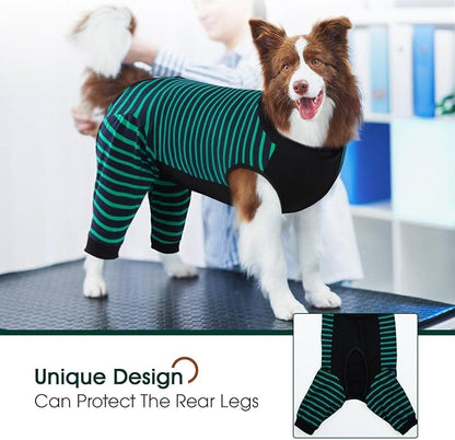 Kuoser Dog Recovery Suit for Back Legs,Soft Dog Surgery Suit with Sleeves to Stop Licking,Dogs Recovery Sleeve Elbow Protector Pet Surgical Onesie for Abdominal Wounds Dogs Cone Alternative,Green M