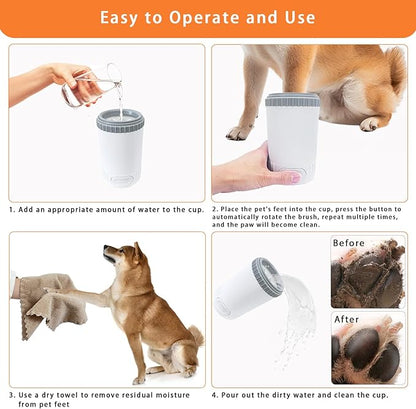 Dog Paw Cleaner with Absorbent Towel, Dog Paw Washer, Muddy Paw Cleaner, Dog Foot Cleaner, Plunger Style Dog Paw Washer, Paw Cleaner for Dogs, Suitable for Small Breed & Medium Breed Dogs