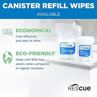 REScue One-Step Disinfectant Cleaner & Deodorizer Wipes for Vet Use – Cleaner for Kennels, Litter Boxes, Vet Offices, Pet Grooming Surfaces, Pet Boarding – Wipes Canister Refill, 160 Count (6 Pack)