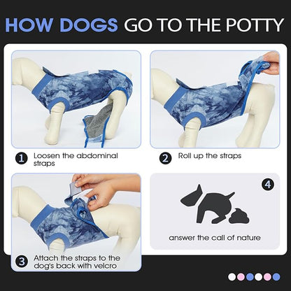 FUAMEY Recovery Suit for Dogs After Surgery,Soft Breathable Dog Bodysuit E-Collar & Cone Alternative Surgical Suit,Male Female Dog Neuter Spay Suits Anti Licking Wounds Onesie Blue Tie Dye S