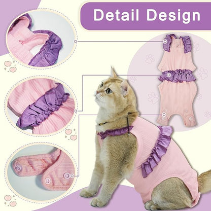 Cat Recovery Suit,Kitten Onesie After Surgery,E-Collar Alternative for Abdominal Wound and Skin Diseases,Soft Breathable Bodysuit After Spay（Pink-m）