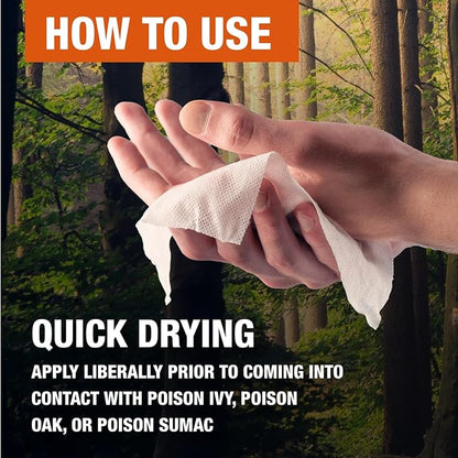CoreTex Ivy X Pre-Contact Poison Ivy Wipes with Resealable Travel Bag - Pack of 15 Single-Use Barrier Wipes - Also Works on Poison Oak & Sumac Oils - Quick Dry & Chalk-Free Formula