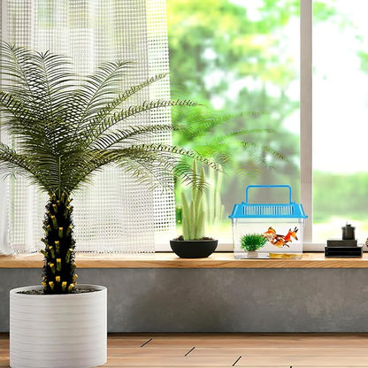 HANABASS Mini Fish Tank with Lid, Handheld Transparent Fish Box, Plastic Small Transparent Aquarium with Handle, Turtle Tortoise Habitat Tank, 5.9x4.3x3.7 Inches