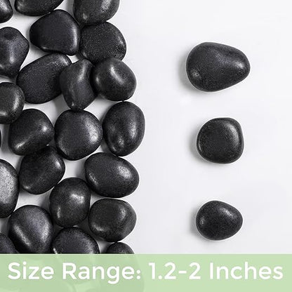 SIDONG 5 lbs Black River Rocks, 1.2-2 Inches Polished Pebbles for Indoor Plants, Aquarium Rocks Used in Fish Tank, Decorative Stones for Plants, Vases, Home Décor, Crafting, Garden Landscaping