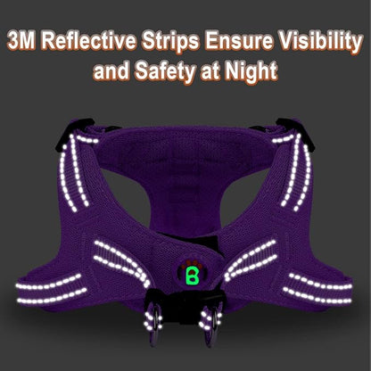 Dog Harness Step in Dog Vest Harness, Reflective Adjustable Puppy No Pull Harness Breathable Soft for Small and Medium Dogs Cats, Purple, XXS