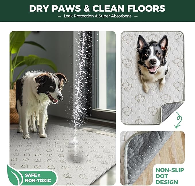 FXW Washable Pee Pads for Dogs, Puppy Pads with Super Absorbent, Specifically Designed for Whelping Box, 47" Round, Khaki, 1 Pack