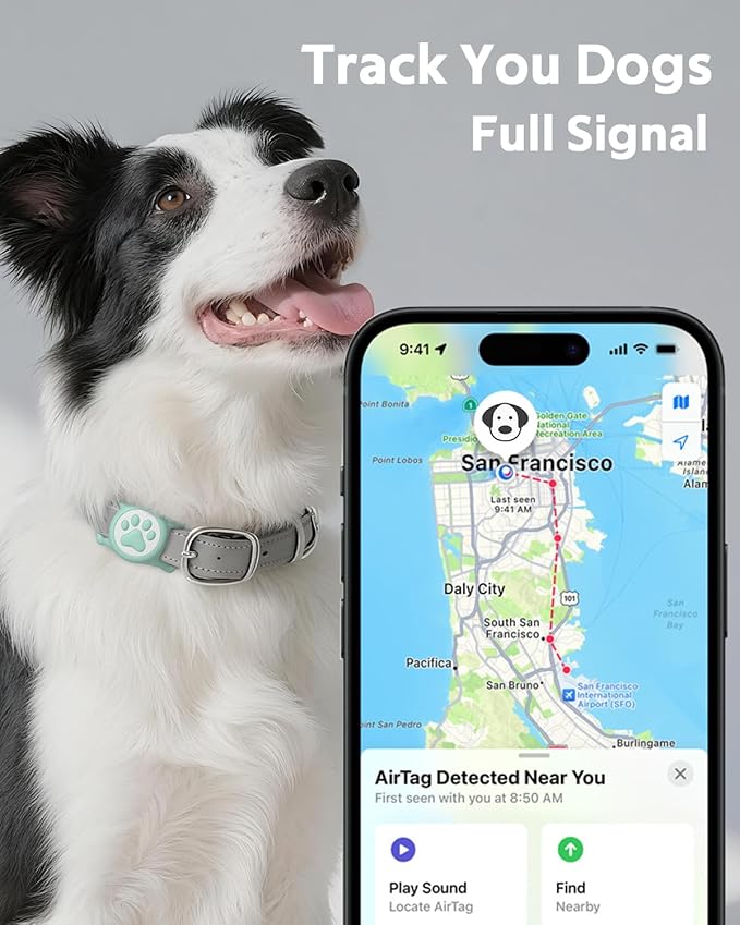 IP68 Waterpoof Dog Airtag Holder, Stretchy Silicone Full Body Covered Apple Air Tag Holder for Dog Cat Collar Fit All Width Collar (Green, 1 Pack)