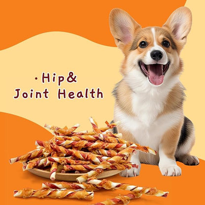 Jungle Calling Dog Treats, Natural Chicken Wrapped Rawhide Sticks, Grain-Free Training Rewards Chews for Small and Medium Puppy,10.6oz