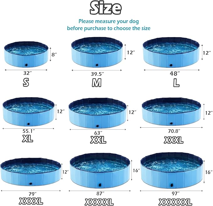 Jasonwell Foldable Dog Pool Collapsible Hard Plastic Swimming Pool Portable Kiddie Pool Pet Pool Doggie Wading Pool Bath Tub for Puppy Small Medium Large Dogs Cats and Kids 48"
