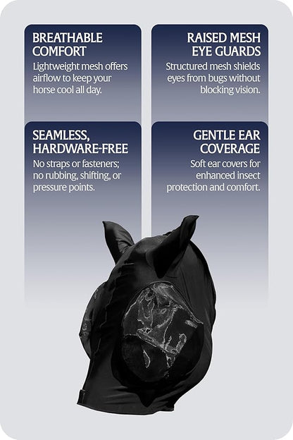 Equinavia Bug Out Fly Mask | Against Flies, Insects, UV Rays - Black - Cob