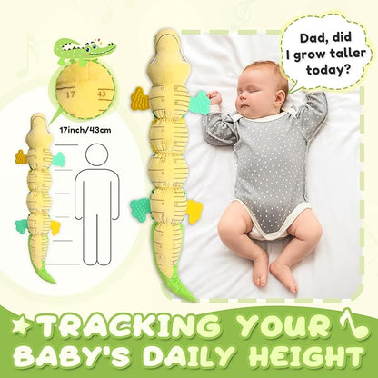 Baby Toys 0 to 12 Months, Musical Stuffed Animals Activity Soft Toy with Multi-Sensory Crinkle, Rattle and Textures, Infant Tummy Time Toys for Newborn Boys Girls, Crocodile, Green