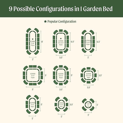 Vego garden Raised Garden Bed Kits, 17" Tall 9 in 1 8ft X 2ft Metal Raised Planter Bed for Vegetables Flowers Ground Planter Box-Pearl White