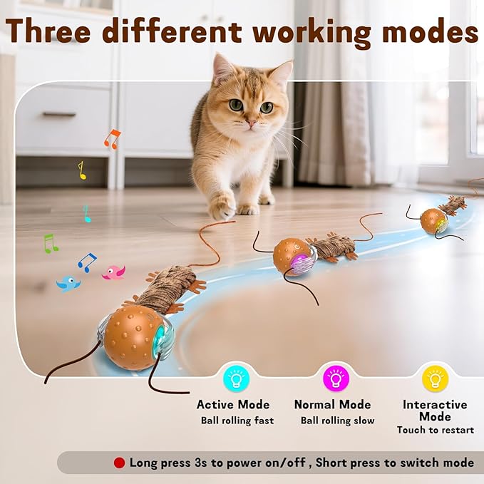 Automatic Interactive Cat Ball Toy – Mouse-Inspired Auto-Moving Ball for Indoor Cats