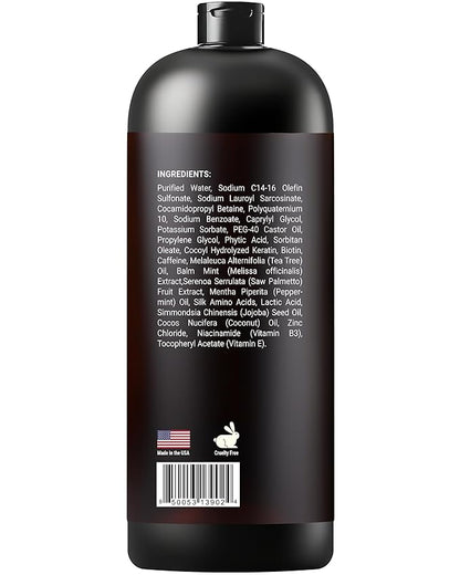 Biotin Shampoo with Keratin - Advanced Anti-Thinning, Hair Growth & Repair Formula - Soothes Scalp, with Tea Tree Oil & DHT Blockers - Strong, Healthy Hair for Men & Women - 16 fl oz