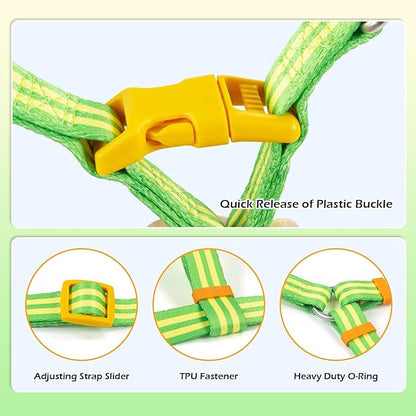 Stripe Step in Dog Harness for Small Dogs, Freedom Nylon Dog Halter Vests, Lightweight and Escape Proof Puppy Harness, Quick Fits for Small Medium and Large Dogs, Green XS