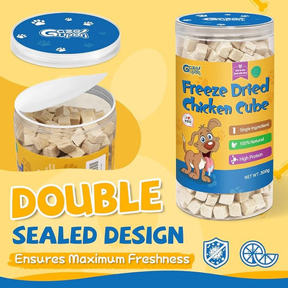 gazeupon Freeze Dried Chicken Treats for Dogs & Cats, Single Ingredient Natural and Healthy Training Treats & Food Topper, High Protein Dog Snacks,10.58 oz