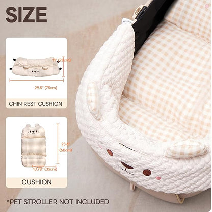 Cooling Cushion for Pets, Removable & Washable Dog Stroller Cushion, Both Side Used Pet Stroller Cushion for Dogs & Cats, Khaki