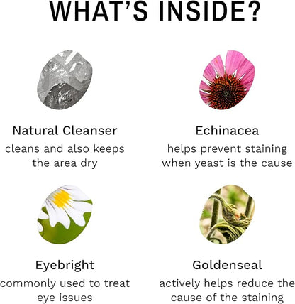 Eye Envy Tear Stain Remover Powder for Dogs and Cats. 100% Natural, Safe. Apply Around Eyes. Absorbs and Repels Tears. Keeps Area Dry. Treats The Cause of Staining. Made in The USA (2.5 oz)