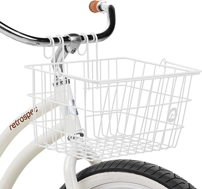 Retrospec Apollo-Lite Lift-Off Bike Basket - Detachable Steel Handlebar Basket with Carrying Handle for Commuting, Shopping & Beach Trips - 14.5in x 9.5in Weather-Resistant Biking Gear