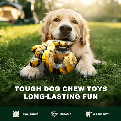 Durable Dog Chew Toy for Aggressive Chewers - Tough Nylon Bone for Medium Breeds, Interactive Teething Toy with Real Bacon Flavor, Keeps Dogs Busy, Christmas Birthday Gifts for Dogs