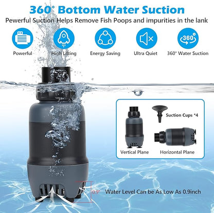 hygger 24V DC Aquarium Water Pump, 660GPH 30W 9.8FT Submersible Pump With Controller, Water Fountain Pump with 3 Nozzles for Fish Tank, Pond, Aquarium, Statuary, Hydroponics