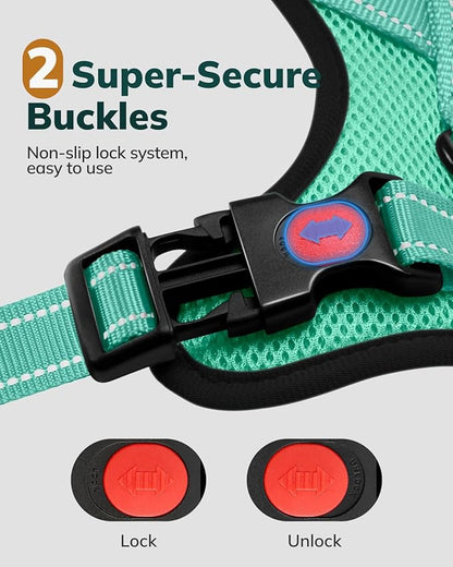 MIDOG No-Pull Dog Harness | Adjustable & Reflective Pet Harness Leash Set for Small Medium Large Dogs Walking, Training| No Choke, Front Clip, Soft Padded Vest with Easy Control Handle - Green, S