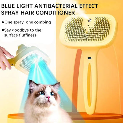 Pet Steam Brush Dog Four in One Multi-Purpose Cat Steam Brush Has Self-Cleaning Function Anti Static Massage Cleaning and Shedding Innovative Spray Function is Ideal for Cats and Dogs