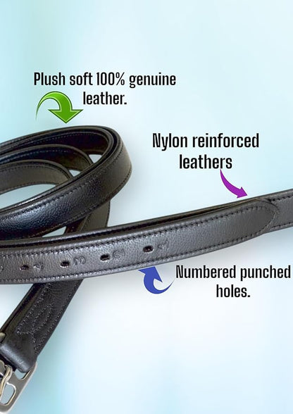 54" / 60" New 1" Super Soft English Stirrup Leathers Black/Havana (Havana, 54" x 1")