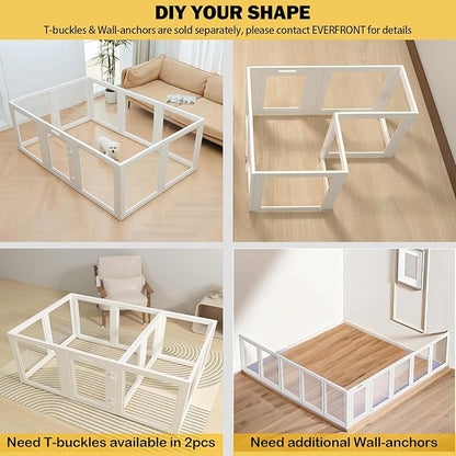 Clear Acrylic Plastic Dog Playpen - Clear Dog Play Pen - Easy Assemble Acrylic Dog Playpen - Puppy Playpen, Cat Playpen, Small Animal Playpen, Dog Play Pen Indoors (White, 23.6“ H, 10PCS)