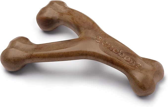 Benebone Wishbone Durable Dog Chew Toy for Aggressive Chewers, Made in USA, Large, Real Bacon Flavor