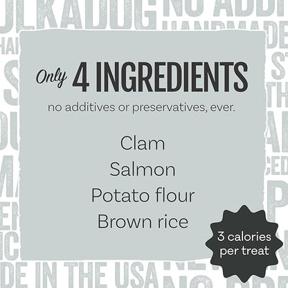 Polkadog Clam Chowda Crunchy Training Bits – All Natural, Limited Ingredient Healthy Training Treats for Dogs. Handcrafted & Made in USA. Made with Atlantic Quahogs, High in Omega-3 – 7oz