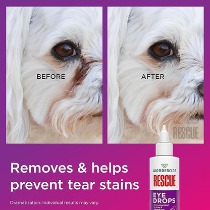 Wondercide Rescue - Eye Drops and Wash for Pets - Relief for Dogs and Cats from Allergies, Itchy Red Irritated Eyes, Discharge - with Pure Hypochlorous - 4 oz