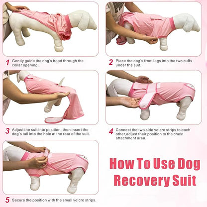 Idepet Dog Recovery Suit Female,Dogs Onesie Suit Surgery Male Breathable Pet Bodysuit for Spay Neuter E-Collar & Cone Alternative Surgical Suit Puppy Abdominal Anti Licking Wounds Shirt (Blue, L)