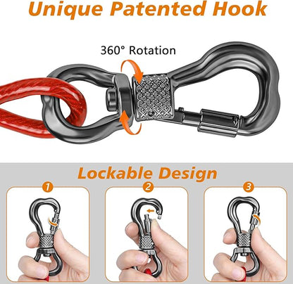 XiaZ 30ft Dog Tie Out Cable, Heavy Duty Dog Chains for Outside with Lockable Hook, Pet Runner Cable Leads for Yard, Dogs Line Tether for Small Medium Large Dogs Up to 125 LBS