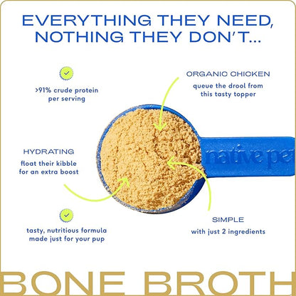 Native Pet Bone Broth for Dogs and Cats - Chicken Bone Broth Powder Dog Food Toppers for Picky Eaters - Provides Extra Nutrition for Joint Strength, Immune Support & Heart Health - 48 Scoops