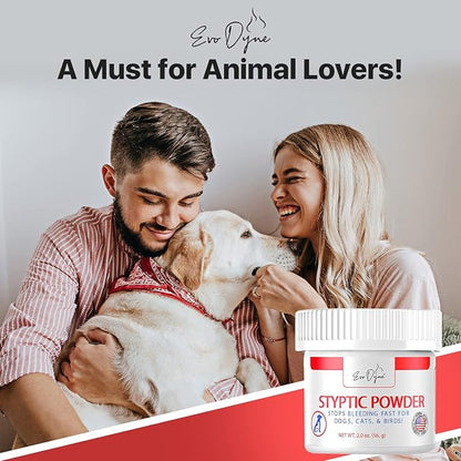 Styptic Powder for Dogs, Cats, and Birds (2 oz) by Evo Dyne | Fast-Acting Blood Stop for Pets | Quick Stop Bleeding Powder for Dog Nail Clipping, Grooming, Cuts and More (1-Pack)