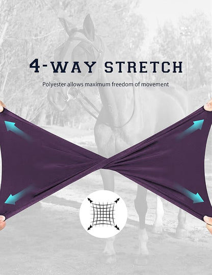 Horse Fly Mask with Ears, UV Protection for Horses, Elasticity with Big Mesh Eye Covers, Snug Fitting Comfortable Breathable Lightweight for Horses Deep Purple Full Size