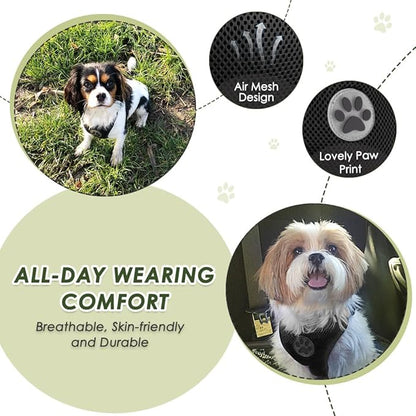 Lukovee Dog Seat Belt - Adjustable Dog Car Harness for Large, Medium & Small Dogs, Soft Padded & Breathable Mesh Dog Seatbelt with Car Vehicle Connector Strap (Black, XX-Small)