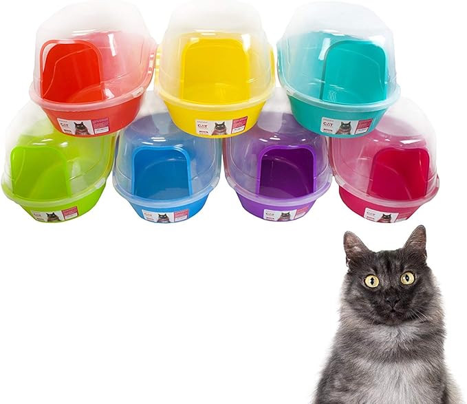 Covered Litter Box, Jumbo Hooded Cat Litter Box Holds Up to Two Small Cats Simultaneously,Extra Large Purple by Petphabet
