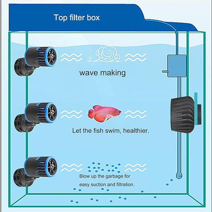 Carefree Fish Aquarium Magnetic Dual Powerheads 25W 5400Gph for 30~300Gal Fish Tank Wave Maker Quiet and Strong Submersible Water Circulation Pump for Freshwater and Saltwater