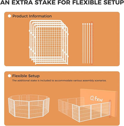 FXW Homeplus Unleashed Indoor Dog Playpen - Stress-Free and Safe Play, Heavy Duty 32 Inch 4 Wire Panels Dog Pen for Puppy and Small Dogs, White│Patented
