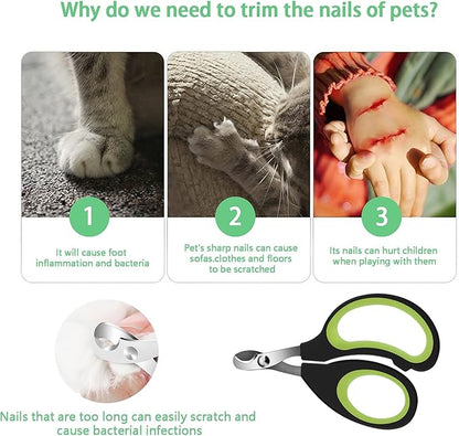 Cats & Dogs Pets Nail Clippers & Trimmers Rabbit Nail Clippers cat Nail Clippers for Indoor Cats cat Claw Clippers with Safety Guard Professional Grooming Tool for Cat Kitten(Green)