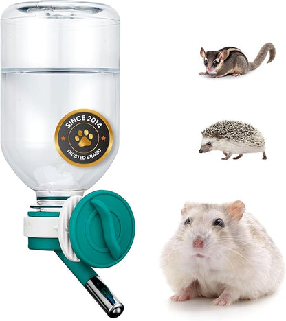 Choco Nose Patented Mini No-Drip Water Bottle/Feeder for Hamsters/Hedgehogs/Gliders/Rats/Mice/Other Small Pets and Animals - for Cages, Crates or Wall Mount. 10.2oz. Nozzle 10mm, Green (C125)