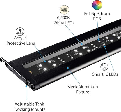 Current USA 24-36" Inch Satellite Freshwater LED Plus Full Spectrum RGB+W Light for Aquariums | Wireless 24 Hour Remote Control Fish Tank Lighting (4506)