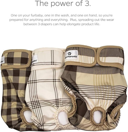 Pet Parents® Washable Dog Diapers (3pack) + Extendrs® of Durable Doggie Diapers, Premium Dog Diapers Female & Male (Large, Oxford)
