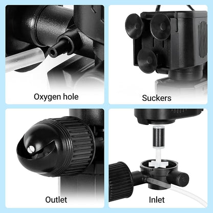 OiiBO 11W Aquarium Internal Filter, 317 GPH Fish Tank With Adjustable Aeration System, 360 Wave-Maker Submersible for 10-50 Gallon Tank - Black