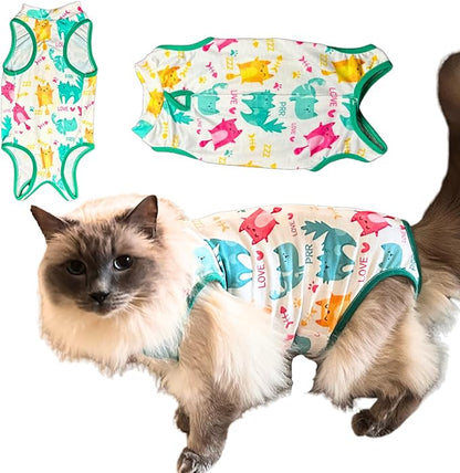 Cat Recovery Suit Surgical Onesie for Post Surgery/Neuter/Spay. Protection for Wounds and Skin infections for Male/Female Cats. Comfortable, Safe, (no Loose Cords) Cone Alternative (X-Large)