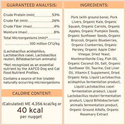 Primal Freeze Dried Raw Cat Food Nuggets Pork, Complete & Balanced Meal or Topper, Premium, Healthy, Grain Free, High Protein Raw Cat Food with Probiotics (14 oz)