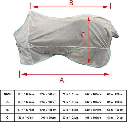 BARN & STABLE Breathable and Tear-Resistant Horse Fly Sheet with UV Protection Equine Summer Sheet Horse Fly Blanket with Removable Web Leg Straps