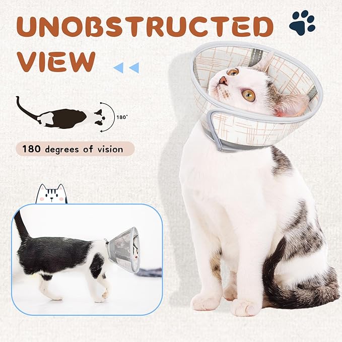 Supet Soft Air Mesh Cat Recovery Cone - Adjustable, Breathable Neck Cone Alternative for Small Kittens, Lightweight, Anti-Scratch